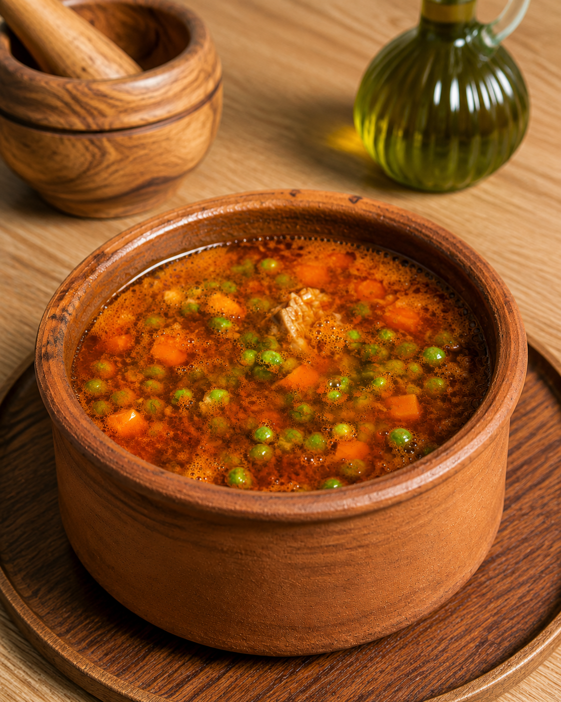 طاجن بسلة وجزر باللحمة
